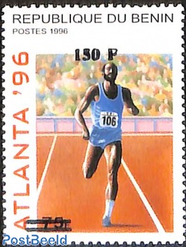 olympic games, running, set of 2 stamps, overprint