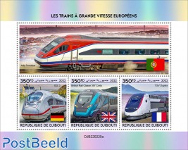 European high-speed trains (ICE 3; British Rail Class 397 Civity; TGV Duplex)