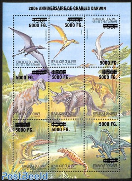 charles darwin, prehistoric animals, overprint