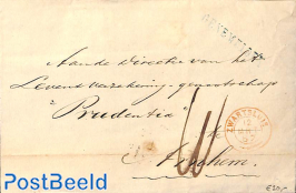 folding letter from Genemuiden via Zwarsluis to Arnhem, see Zwartsluis postmark. LANGSTEMPEL Genemuiden 