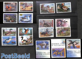 17 diff, Russian bird hunting stamps,