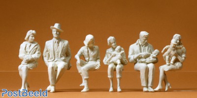 Seated persons ~ 6 unpainted figures