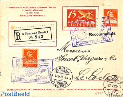 registered envelope from La Chaux-de-Fonds to Basel. 