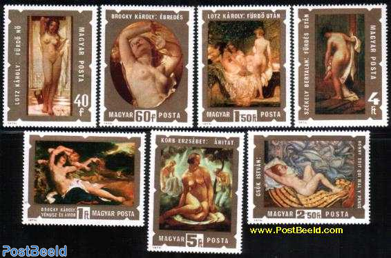 Stamp 1974 Hungary Nude paintings 7v 1974 Collecting Stamps