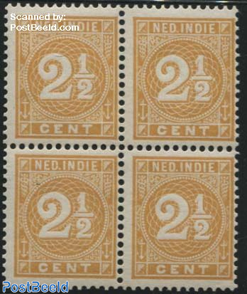 Stamp 1883 Netherlands Indies 2.5c perf. 12.5 Block of 4