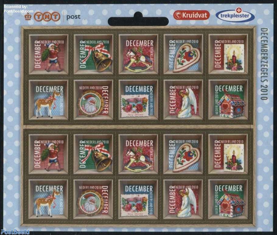 kruis vloeistof te ontvangen Stamp 2010, Netherlands Christmas m/s with Kruidvat/Trekpleister logo, 2010  - Collecting Stamps - PostBeeld - Online Stamp Shop - Collecting